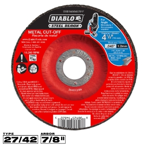 Diablo Steel Demon™ DBDS45045701F Metal Cut-Off Disc, Type 27, 4-1/2