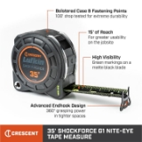 Apex Crescent® Shockforce™ Nite Eye™ L1135B 25' x 1-3/16" Tape Measure