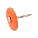 Grip-Rite® 1PRCAP1 Plastic Cap Roofing Nails, 1", 12 Gauge, Round Head, Ring Shank, Diamond Point, Electro Galvanized, Steel, 1 lb/Box