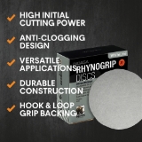 INDASA Abrasives 52 Series Rhynogrip White Line 52-180 5" No-Hole Abrasive Sanding Disc, 180 Grit, Aluminum Oxide, White, Paper Backing, C With Velour Weight