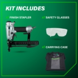 Metabo HPT N3804A5 Narrow Crown Pro Finish Stapler, 1/4" Crown, 18 Gauge, 1/2" to 1-1/2" Fastener Length