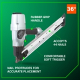 Metabo HPT NR65AK2 Strip Nailer, 1-1/2" to 2-1/2" Fastener Length, 36 Degree