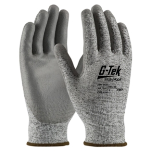 PIP 16-150/L G-Tek Polykor Cut Resistant Gloves, Large, Salt & Pepper, Polyurethane Coating, Seamless, Cut Level: A2, Abrasion Level: 4, Puncture Level: 4