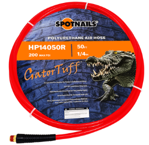 SPOTNAILS Gator Tuff HP14050R 1/4" x 50' Polyurethane Air Hose, Red SPOTNAILS Gator Tuff HP14050R 1/4" x 50' Polyurethane Air Hose, Red