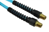 Coilhose Pneumatics PFE61004T Flexeel Hose, 3/8" x 100', 1/4" MPT Reusable Strain Relief Fittings, Transparent Blue