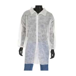 PIP 3512/XL Standard Weight 20GSM SBP Safety Lab Coat with Elastic Wrist - No pocket, X-Large, White PIP 3512/XL Standard Weight 20GSM SBP Safety Lab Coat with Elastic Wrist - No pocket, X-Large, White