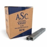 ASC 80/16G-ASC Fine Wire Staples, 5/8" Leg x 1/2" Crown, Chisel Point, Galvanized, Steel, 10000/Box