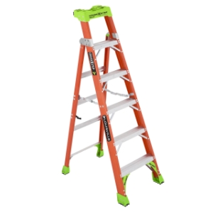 Louisville Ladder FXS1506 6 ft Cross-Step Ladder, Fiberglass, Type IA, 300 lbs Load Capacity, Orange