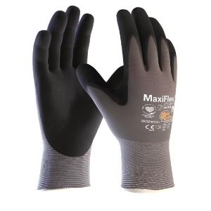 PIP ATG® MaxiFlex® Ultimate™ 34-874 Seamless Knit Nylon/Elastane Gloves, Large, Gray/Black, Nitrile Coated MicroFoam Grip on Palm & Fingers