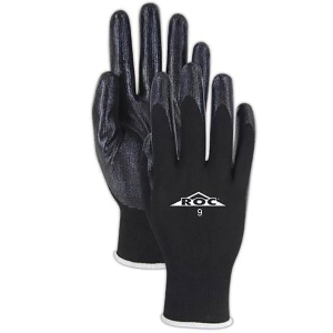 Magid BLACK POLYESTER KNIT GLOVES  W/NITRILE PALM COATING SIZE S