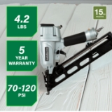 Metabo HPT NT65MA4M Finish Nailer with Air Duster, 15 Gauge, 1-1/4" to 2-1/2" Fastener Length