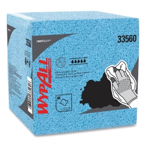 Kimberly-Clark WypAll® KCC33560 Oil, Grease & Ink Cloths, Blue, 66/Box, 8 Box/Case
