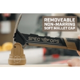 SPEC OPS® SPEC-M28SF-S Framing Hammer With Soft Mallet Cap, 28 oz, Smooth Face, Heat-Treated Steel, Steel Handle