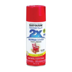 Rust-Oleum 249124 Painter's Touch 2X Ultra Cover Spray Paint + Primer, Apple Red, Gloss, 12 oz