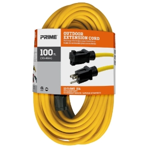 Prime Wire & Cable EC500835 100' 12/3 SJTW Outdoor Extension Cord, Yellow