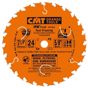 CMT Orange Tools P07024-X10 ITK Plus Fast Framing Circular Saw Blade, 7-1/4