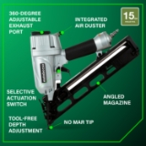 Metabo HPT NT65MA4M Finish Nailer with Air Duster, 15 Gauge, 1-1/4" to 2-1/2" Fastener Length