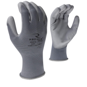 Radians RWG14L Lightweight Coated Work Gloves, Large, Gray, Polyurethane Palm