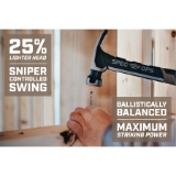 SPEC OPS® SPEC-M28SF-S Framing Hammer With Soft Mallet Cap, 28 oz, Smooth Face, Heat-Treated Steel, Steel Handle