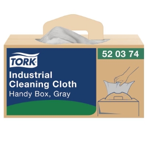 Tork TRK520374 Industrial Cleaning Cloth, Handy Box, Gray, 1-Ply, 16.34