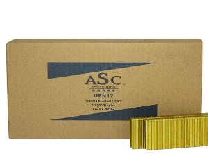 ASC UFN17-ASC Heavy Wire Tacker Staples, 1-1/2" Leg x 7/16" Crown, 16 Gauge, Chisel Point, Galvanized, Steel, 10000/Box ASC UFN17-ASC Heavy Wire Tacker Staples, 1-1/2" Leg x 7/16" Crown, 16 Gauge, Chisel Point, Galvanized, Steel, 10000/Box
