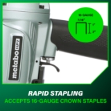 Metabo HPT N5008AC2 Standards Crown Stapler, 7/16" Crown, 16 Gauge, 1" to 2" Fastener Length