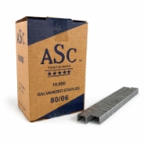 ASC 80/06G-ASC Fine Wire Staples, 1/4" Leg x 1/2" Crown, Chisel Point, Galvanized, Steel, 10000/Box