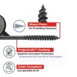 OMG Products FMHLGMTT334-250 3/16" x 3-3/4" Structural Framing Screws, T30 Torx® ttap® Drive, ProjectLife™, 250/Bucket