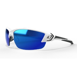 Edge Eyewear Khor TSDKAP248-G2 Safety Glasses, White Frame, Polarized Aqua Precision Blue Mirror Lens