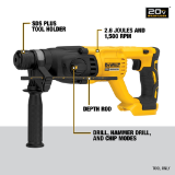 DEWALT DCH133B DEWDCH133B 20V MAX* 1" Brushless Cordless SDS PLUS D-Handle Rotary Hammer, Tool Only