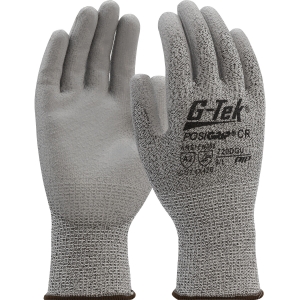 PIP G-Tek® 720DGU/L PosiGrip® Seamless Knit PolyKor® Blended Gloves, Large, Salt/Pepper, Polyurethane Coated Flat Grip on Palm & Fingers