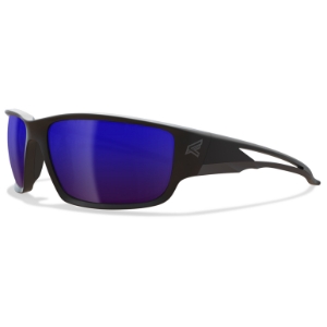 Edge Eyewear Kazbek TSKAP218 Safety Glasses, Black Frame, Polarized Aqua Precision Blue Mirror Lens