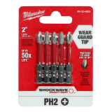 Milwaukee Tool 48-32-4602 Shockwave #2 Phillips 2 In. Power Impact Screwdriver Bit (5-Pack)