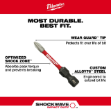 Milwaukee Tool 48-32-4602 Shockwave #2 Phillips 2 In. Power Impact Screwdriver Bit (5-Pack)