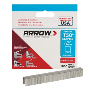 Arrow Fastener T50-1/2SS-1M Fine Wire Staples, 1/2 Arrow Fastener T50-1/2SS-1M Fine Wire Staples, 1/2