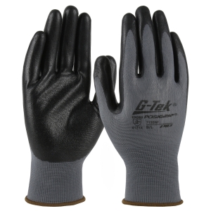 PIP G-Tek® PosiGrip®  713SNF/L Seamless Knit Polyester Gloves with Nitrile Coated Foam Grip on Palm & Fingers, Large, Gray